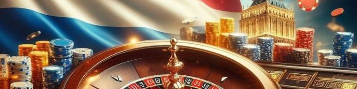 casinoartikelen tegen de achtergrond van de vlag van Nederland